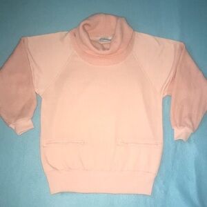 FAVORITES vintage cowl neck peach color long sleeve zipper front pockets size S